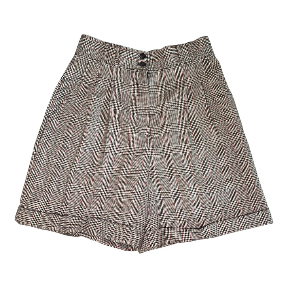 Vintage Rafaella 100% Worsted Wool High Waisted Pleated Plaid Shorts 12 Petite